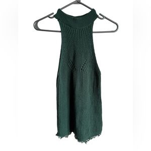 JOHN+JENN ANTHROPOLOGIE Women’s Green Sleeveless Knit Raw Hem Tank Top Sz S